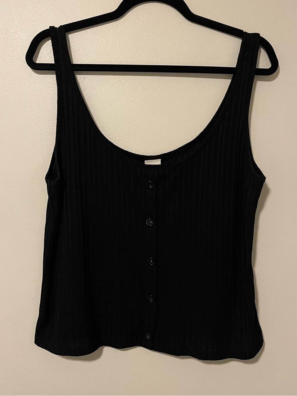 H&M Black Ribbed Button-Front Tank Top
